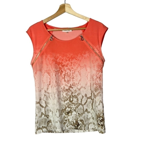 Calvin Klein Orange Ombre Snake Print Sleeveless Blouse M - Picture 1 of 3